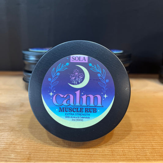 Calm Extra-Strength Topical Muscle Rub with THC-Free hemp-based CBD, plus herbal Arnica and Calendula extracts for deep pain relief.