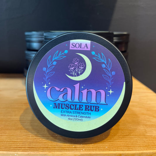 Calm Extra-Strength Topical Muscle Rub with THC-Free hemp-based CBD, plus herbal Arnica and Calendula extracts for deep pain relief.