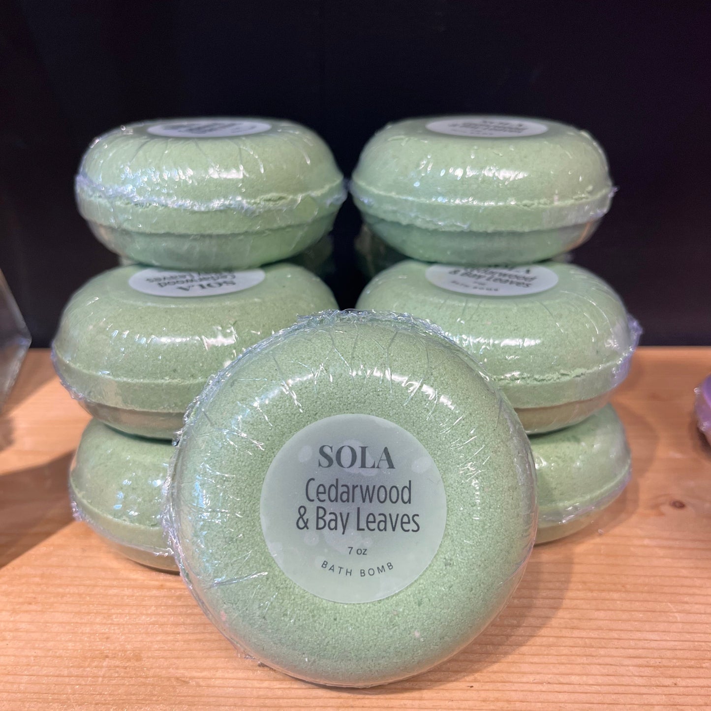 Cedarwood & Bay Leaves scented hemp-based CBD bath bomb — relaxing, THC-free moisturizing oils for soothing baths.