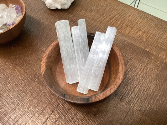 Sticks of Selenite. Also known as Selenite wands.