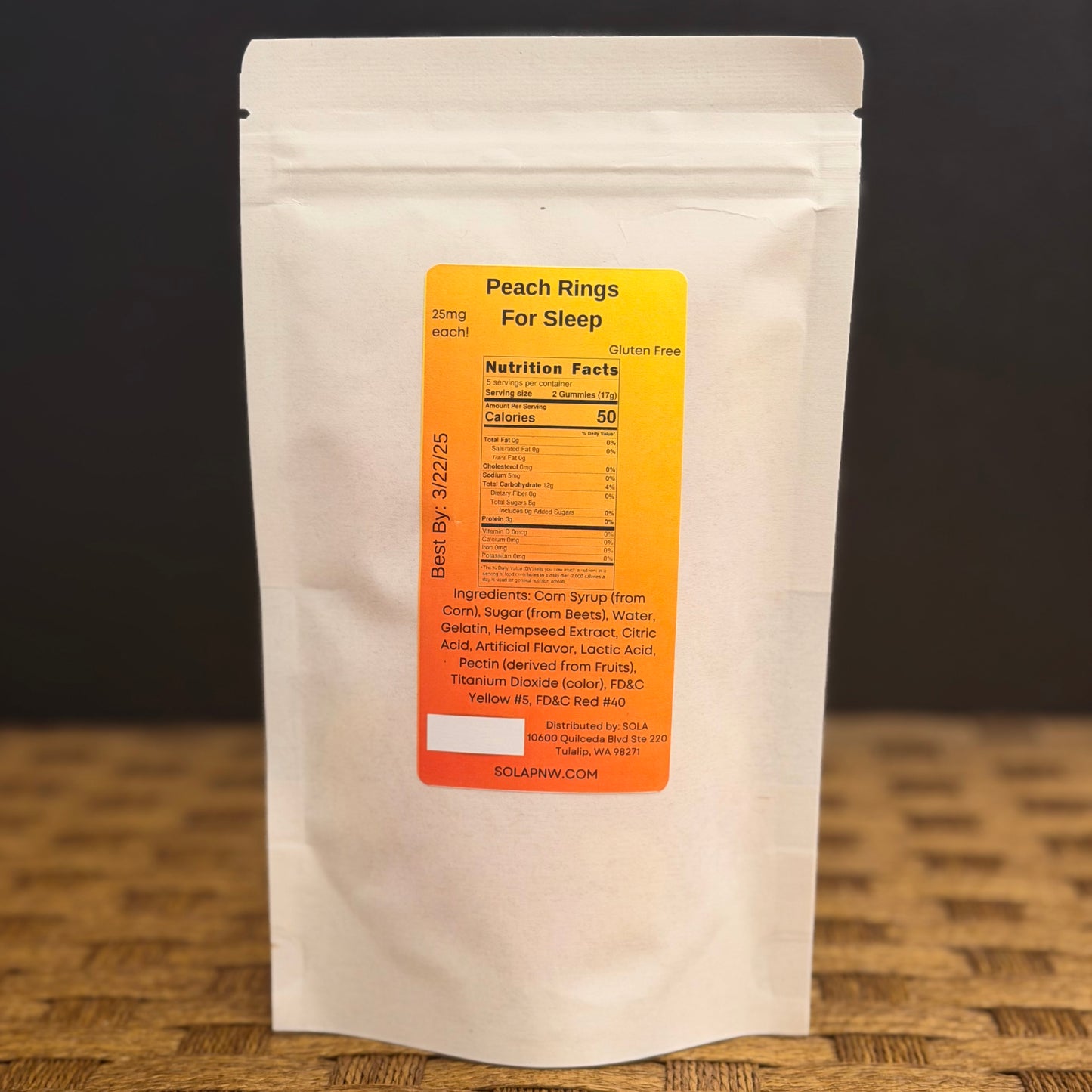 Sleep Gummies — CBD + CBN · THC-Free · Hemp-Based · 500 mg Total (20 ct / 25 mg Each) - by SOLA